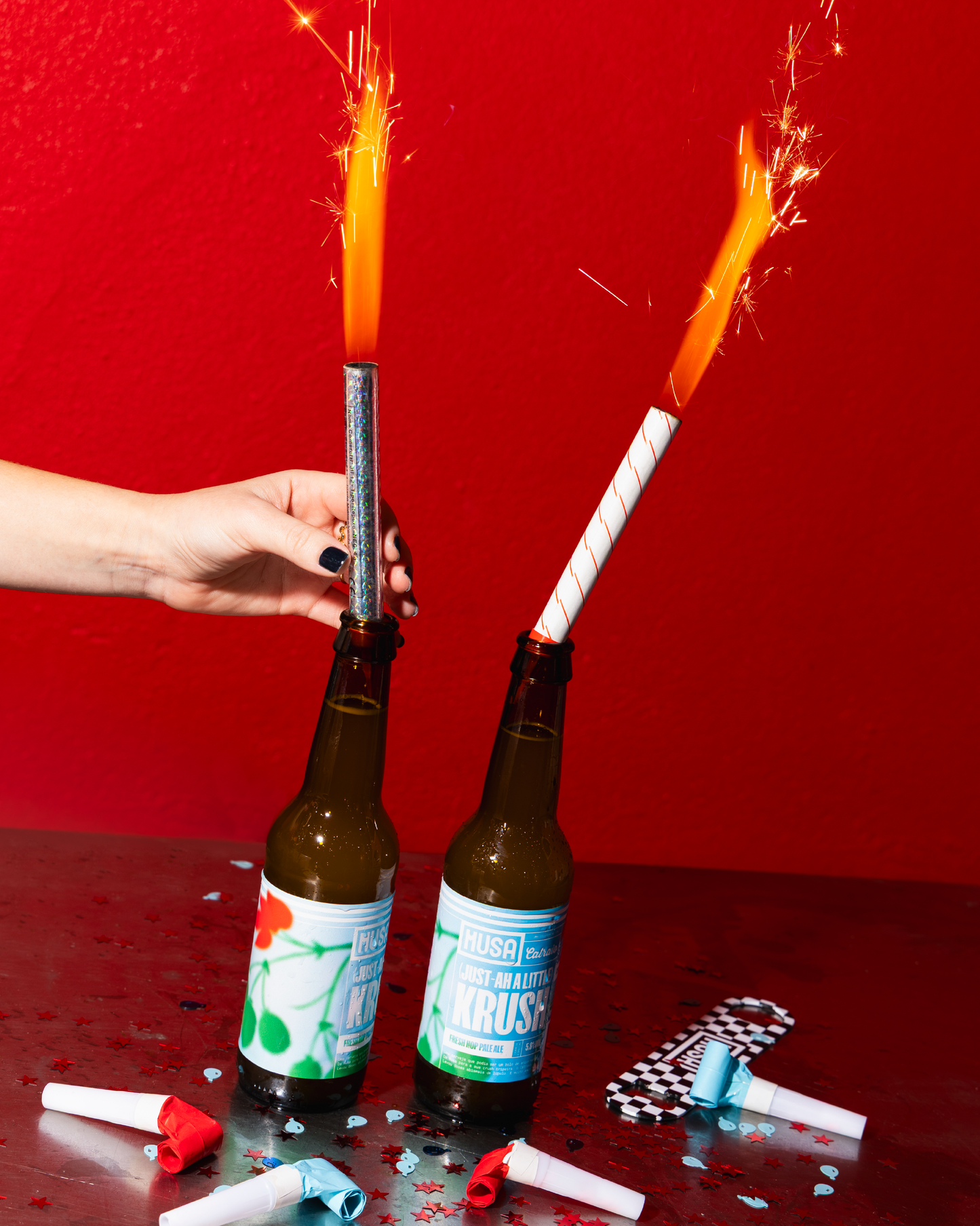 Garrafa de cerveja artesanal Musa em colaboração com o Catraio, edição especial de aniversário