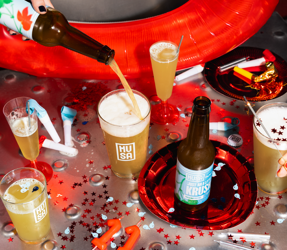 Garrafa de cerveja artesanal Musa em celebração do 11.º aniversário do Catraio