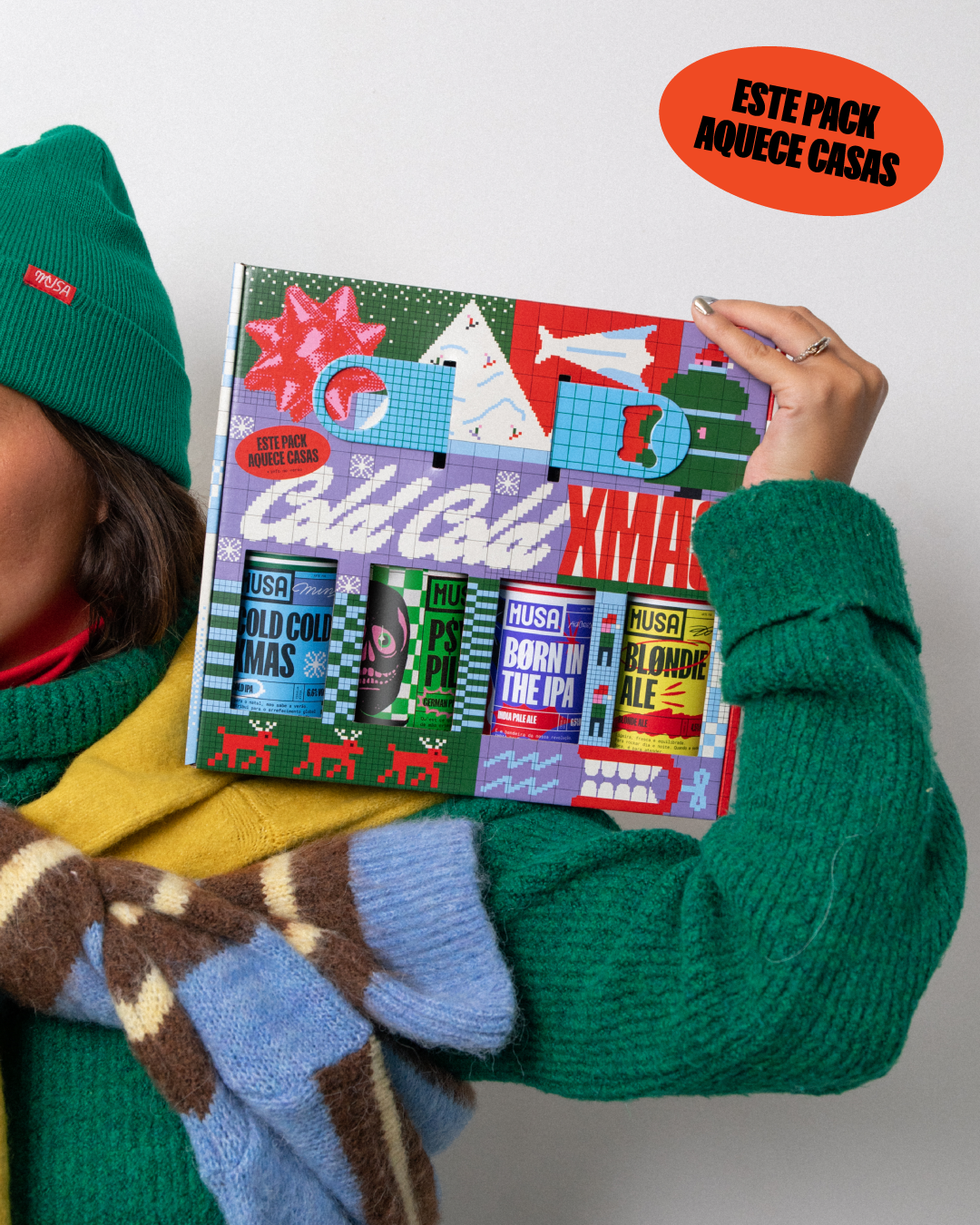 Pack de cerveja artesanal Cold Cold Xmas com abre-caricas grátis, prenda criativa, barata e diferente para o Natal