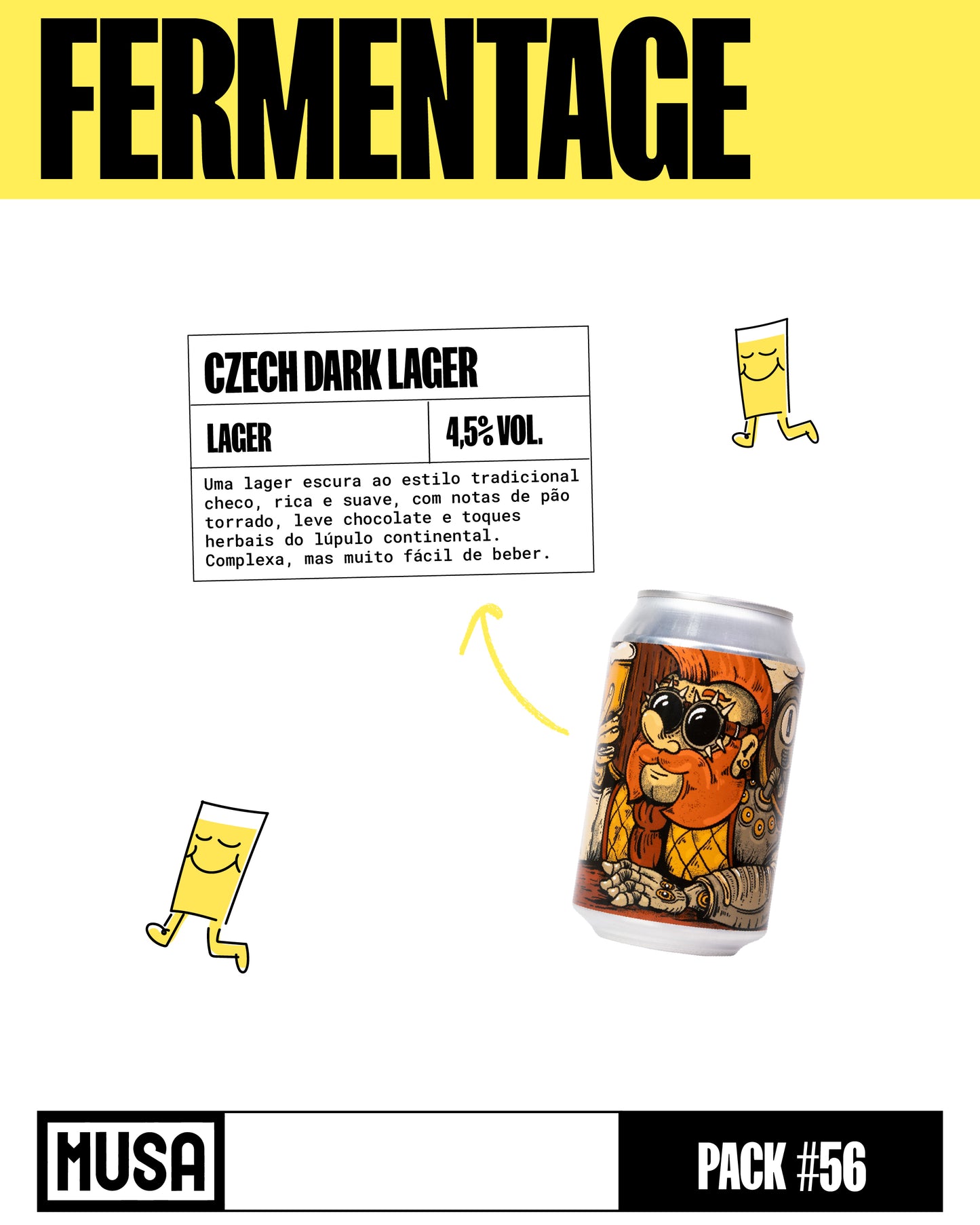 Foto do pack Ale My Friends da Cerveja Musa, com as 12 garrafas do mês alinhadas: Fermentage