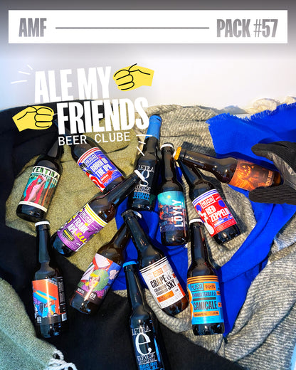 Pack Ale My Friends Beer Clube da Cerveja Musa com seleção de cervejas artesanais portuguesas, garrafas variadas dispostas sobre mantas coloridas