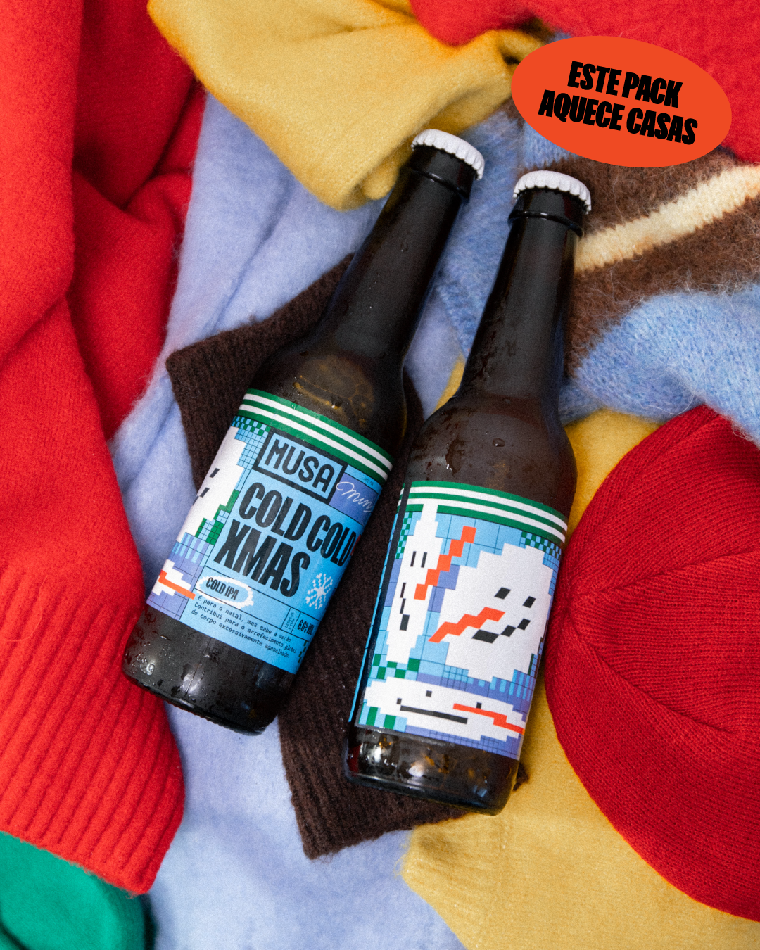 Pack Cold Cold Xmas com várias cervejas artesanais, excelente prenda de Natal para adultos